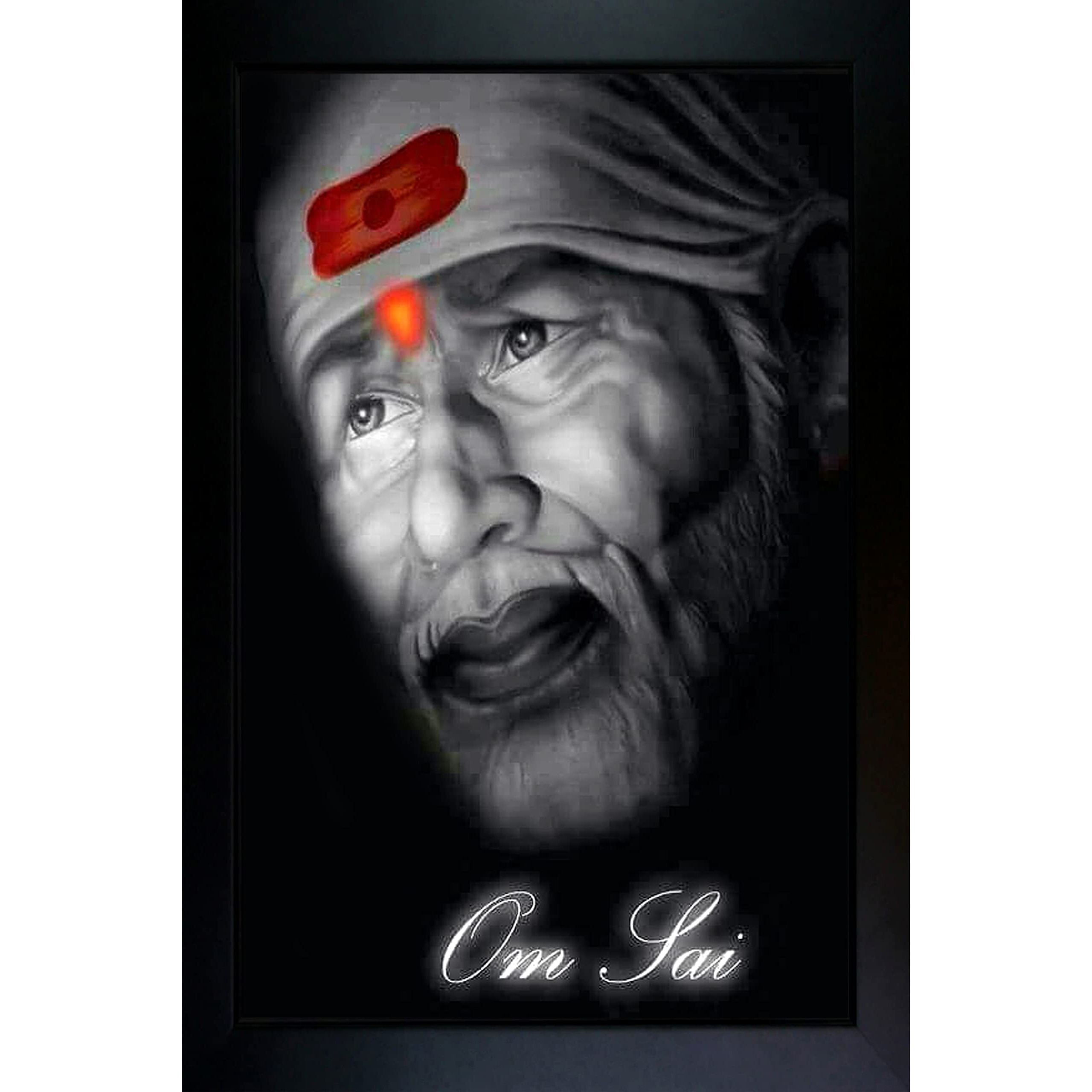 Rv Sales Sai Baba Photo Frame Wall Painting For Home Decoration And Gifting Wxh(10X14 Inch)