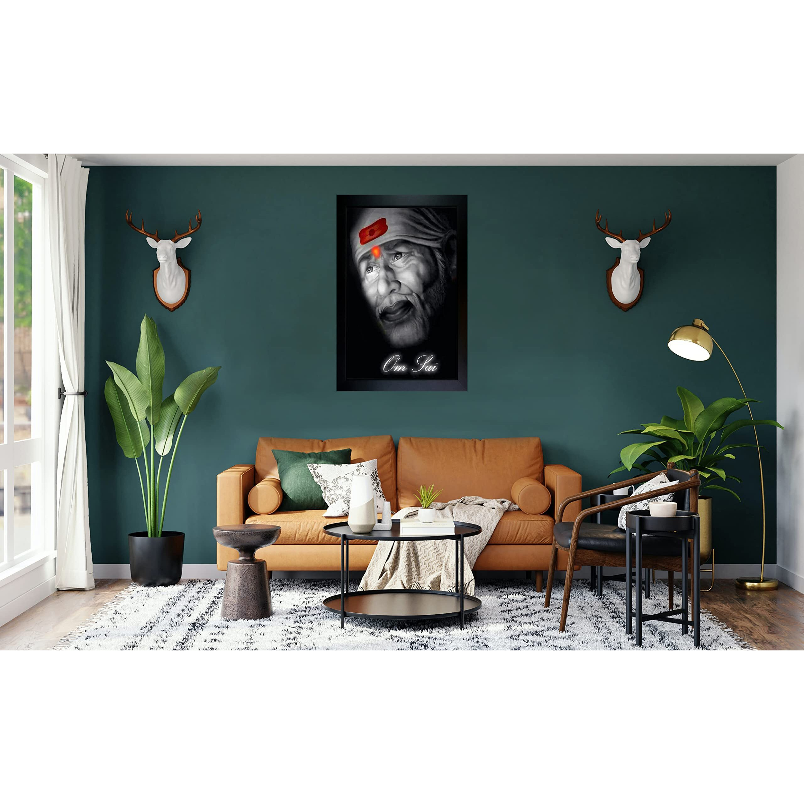 Rv Sales Sai Baba Photo Frame Wall Painting For Home Decoration And Gifting Wxh(10X14 Inch)