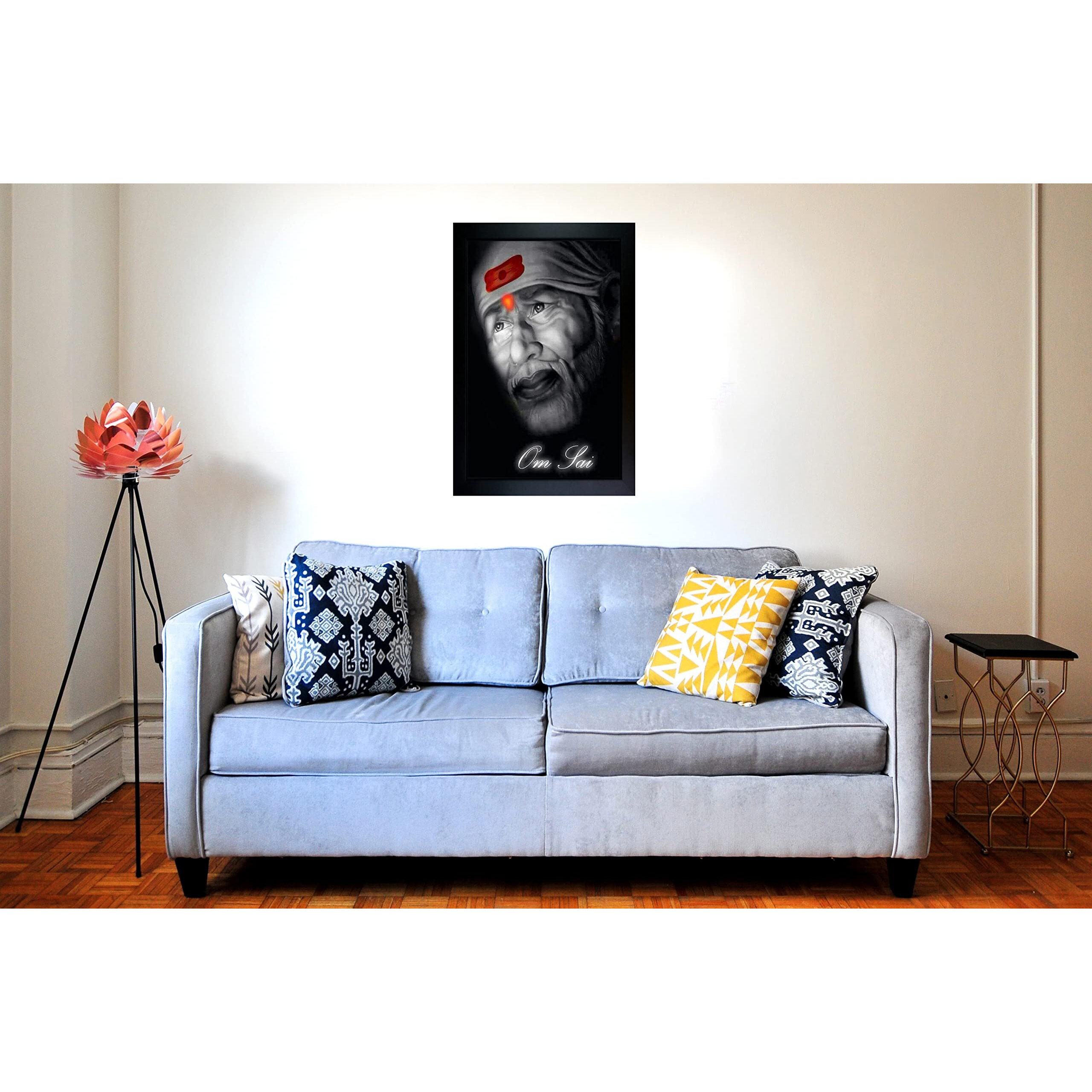 Rv Sales Sai Baba Photo Frame Wall Painting For Home Decoration And Gifting Wxh(10X14 Inch)