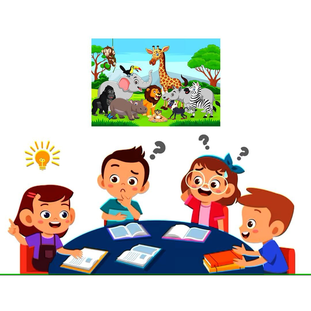 My D Square Cartoon Poster, Beautiful Animals Wall Paper For Kids School Living Room Bedroom Size 60 X 90 Cm Self Adhesive Vinyl