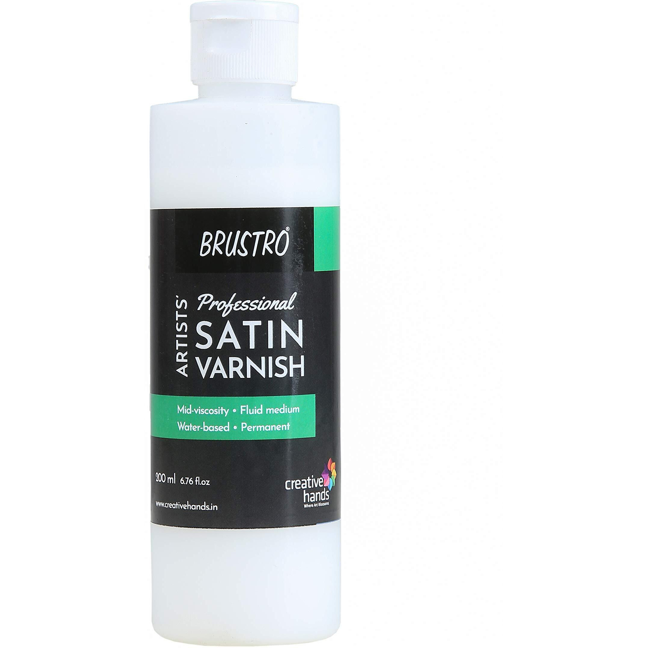 Brustro Artist's Professional Varnish|200Ml|Satin Finish| Apply With Brush |Perfect Coating On Acrylic Painting,Watercolours,Oil Paints,Non-Yellowing,Transparent,Canvas,Paper, Artwork Protection.