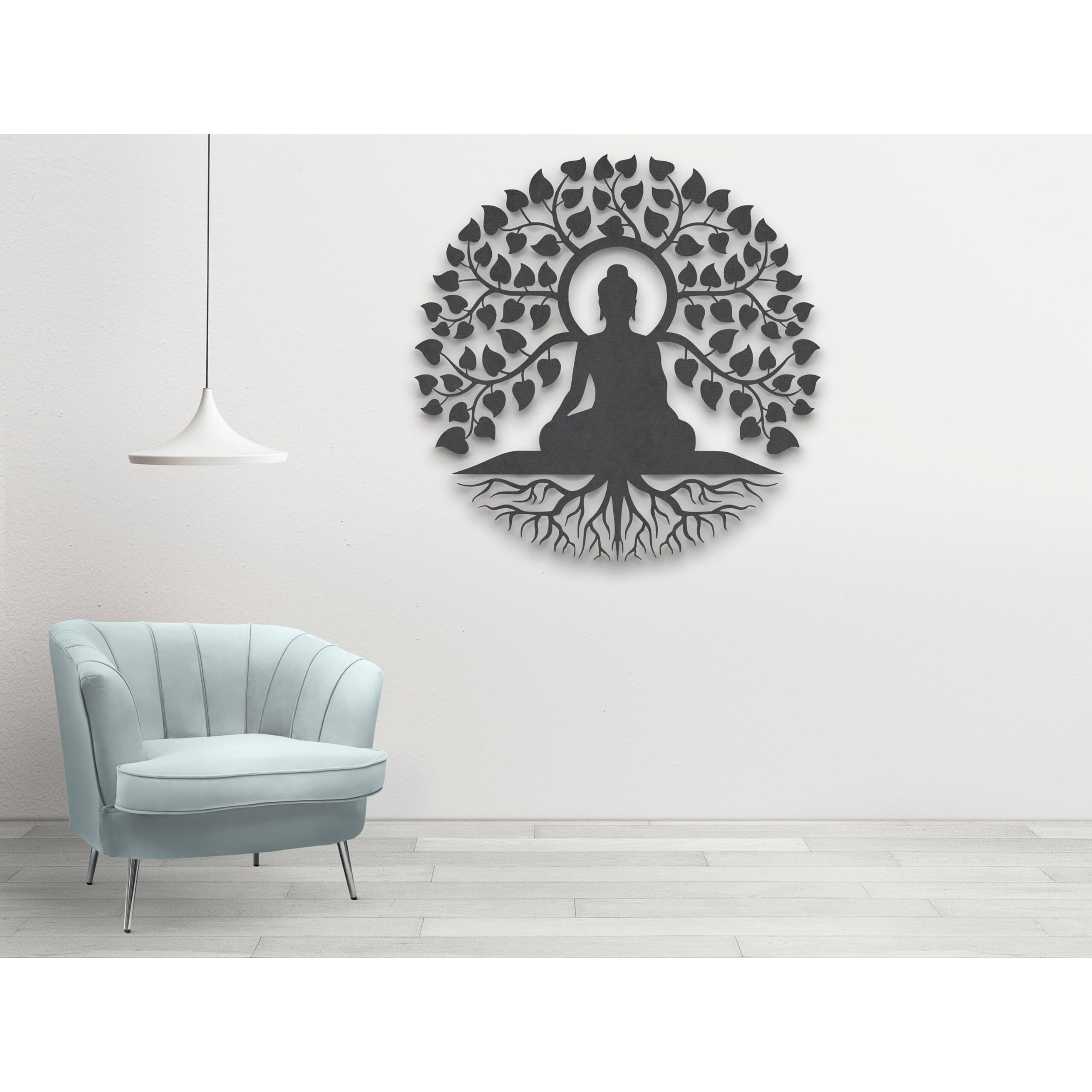 Elk 3D Wooden Buddha Wall Decor Living Room Home Decor Serene 3D Wall Art | Spiritual Art | Yoga Wall Dcor 40Cm Black Colour