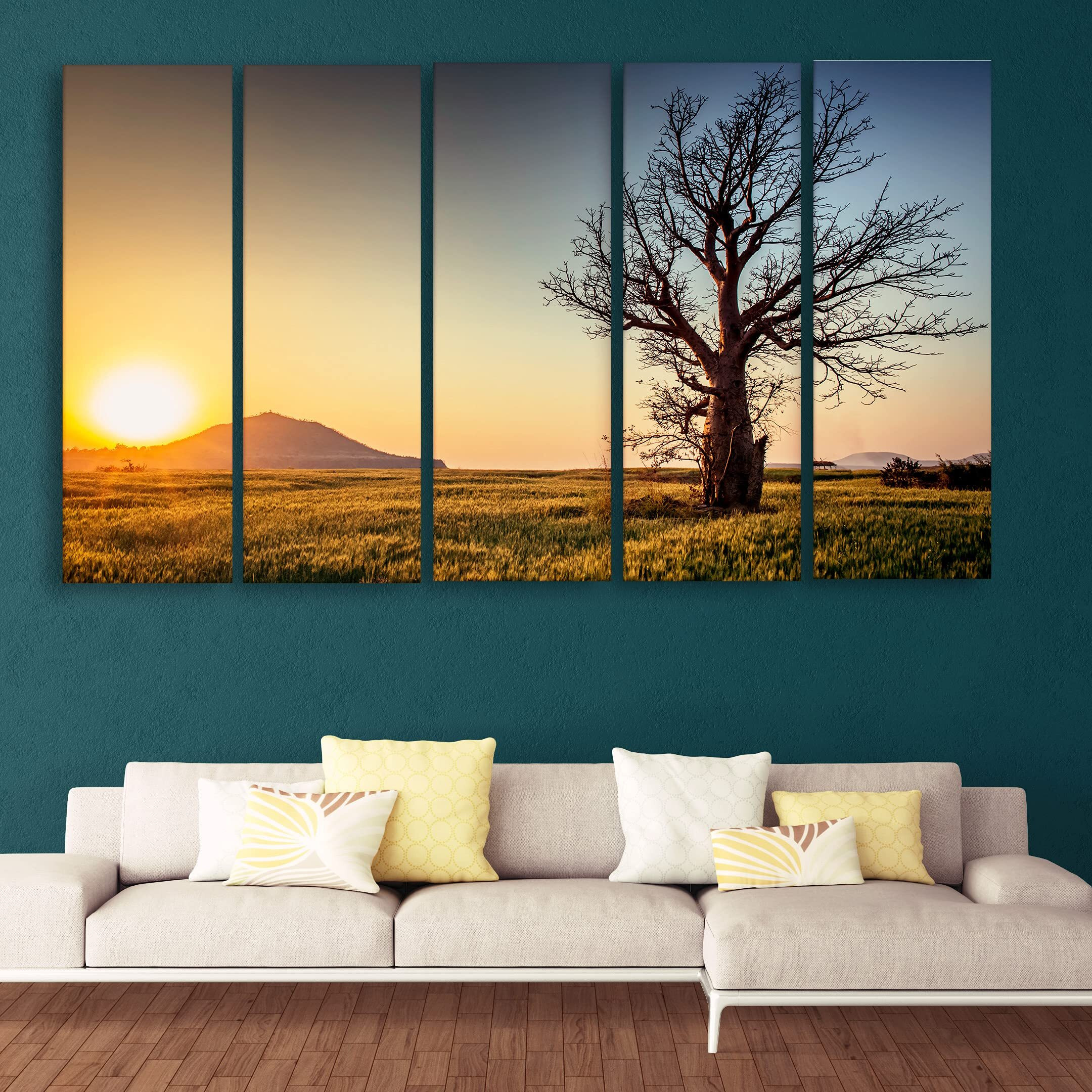 Hazzelnut Mdf Wood Landscapes Wall Painting, Multicolour, Solid, Standard