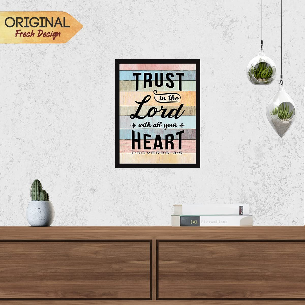 Chaka Chaundh - Jesus Quotes Wall Frames - Christmas Quotes Wall Frames - Christian Wall Frames - Bible Verses Wall Decor - (14 X 11 Inches) (Trust In The Lord - Multicolor)