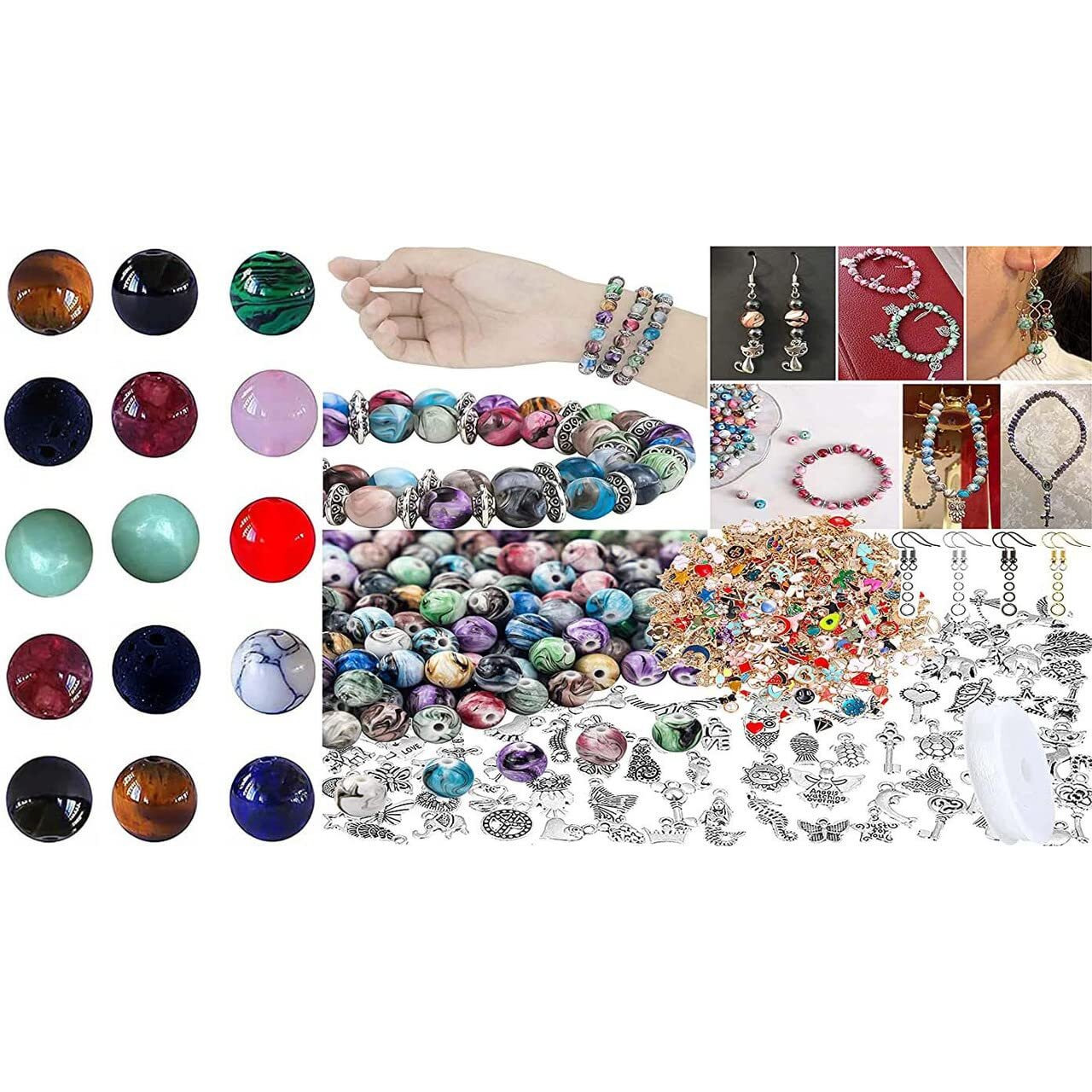Diy Crafts 400 Pcs Kit, Mix Kit, Crystal Beads For Jewelry Making, Natural Stone Beads For Bracelets, Gemstone Beading & Jewelry N (400 Pcs Kit, Mix Kit)