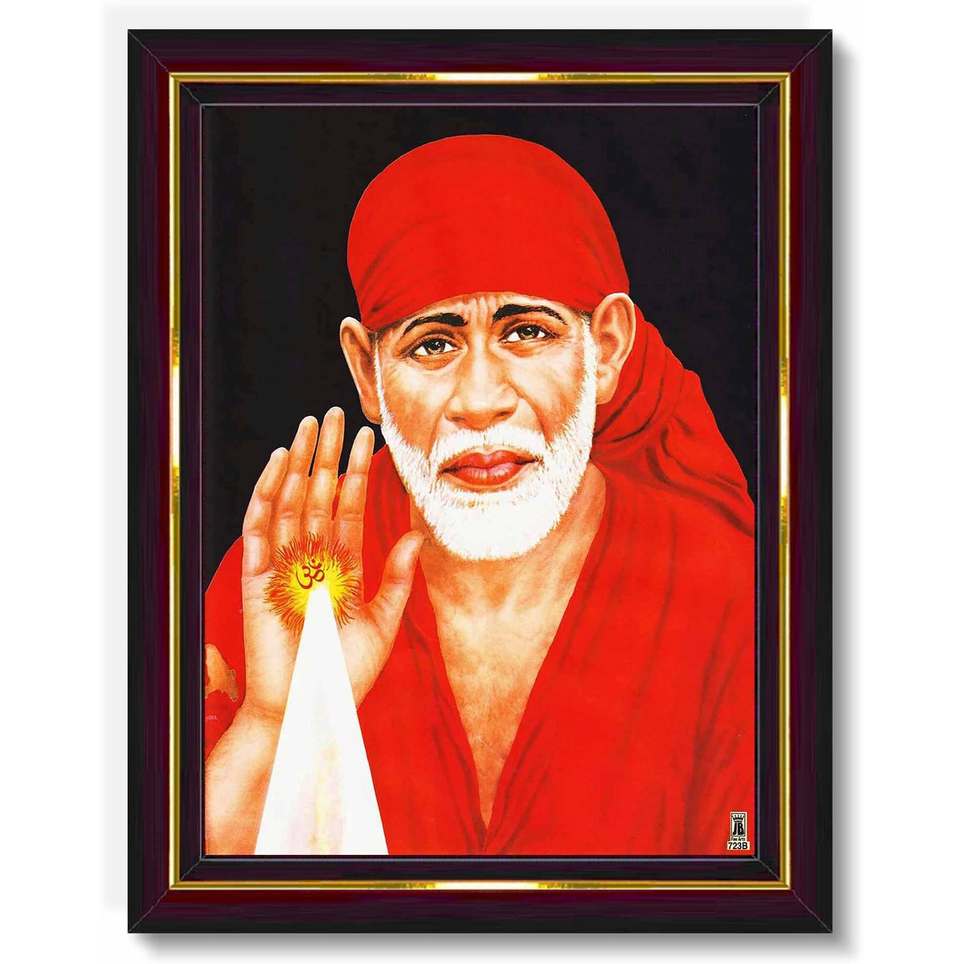 Pavan Photo Laminations Saibaba Sai Baba Shirdi Sainath Wall Painting Framed Home Decor (Wood,Matte,Brown,Big Size,10 X 12 Inch) B814M