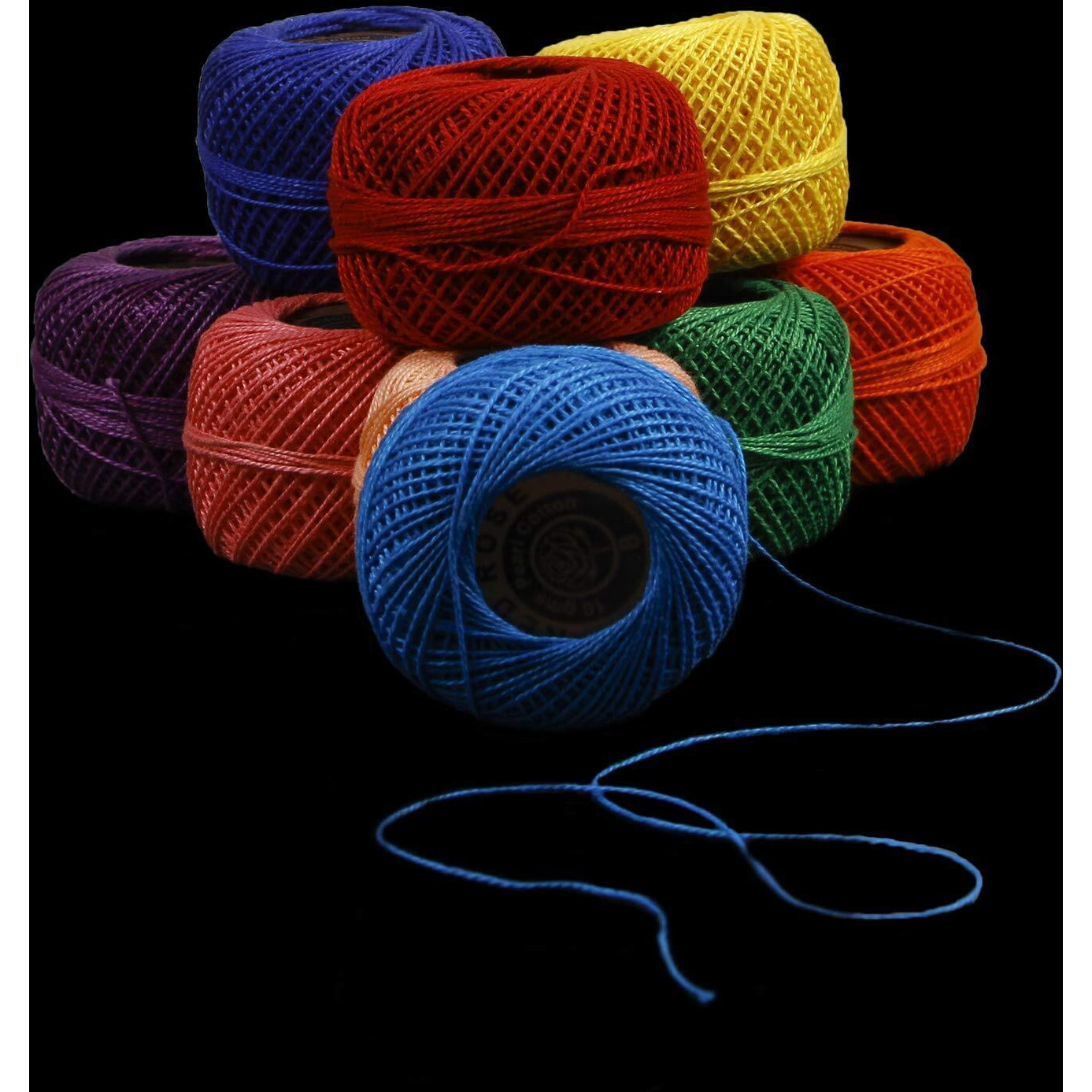 Rsp Quality Bit Embroidery Material Crochet Mercer Cotton Thread Yarn For Knitting And Craft Making (10 Ball, Multicolor)