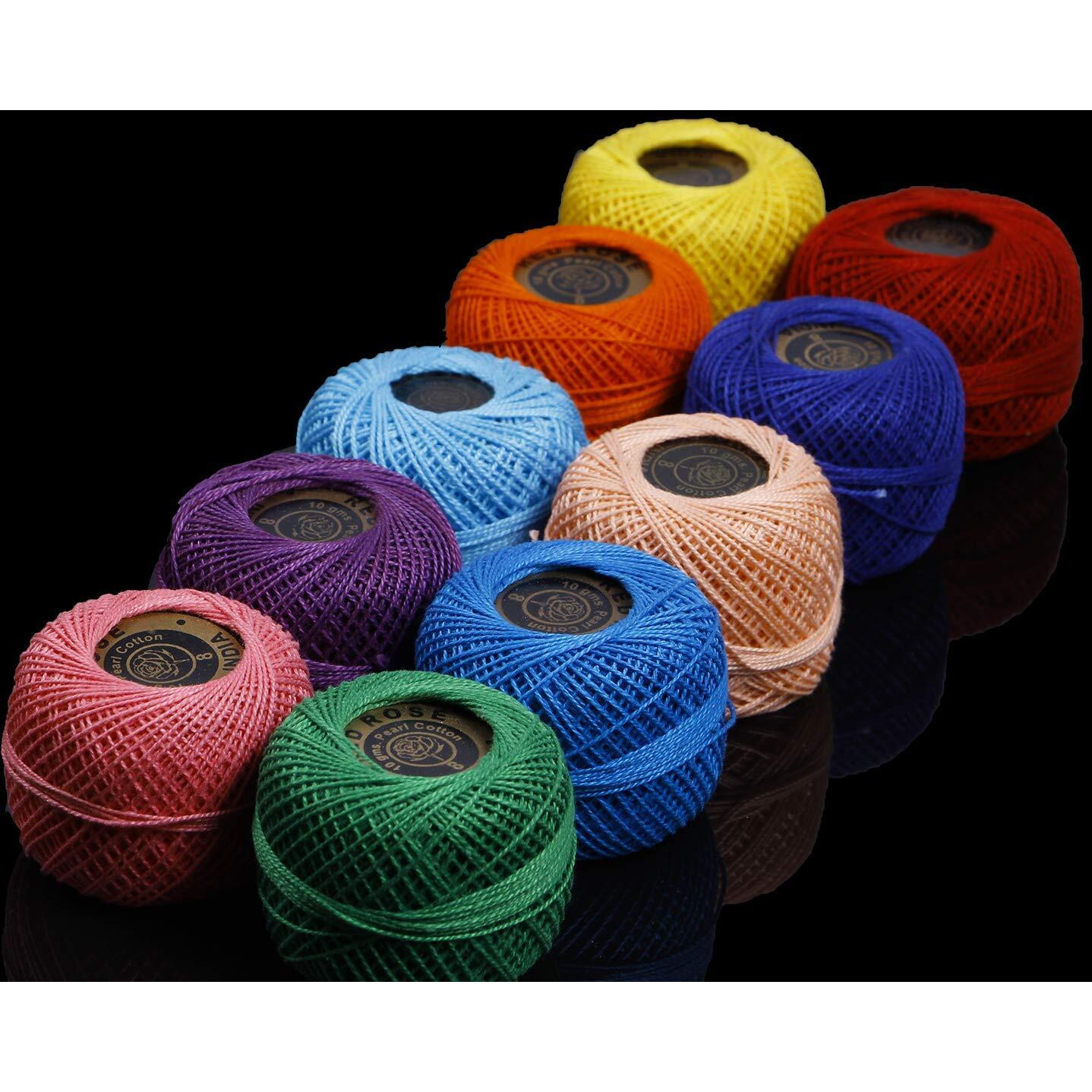 Rsp Quality Bit Embroidery Material Crochet Mercer Cotton Thread Yarn For Knitting And Craft Making (10 Ball, Multicolor)