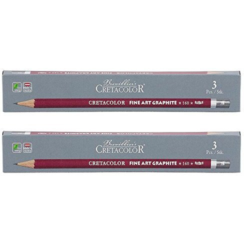 Cretacolor Cleos Fine Art Graphite 7B Set Of 3 Pencils (Pack Of 2),Black,160 07