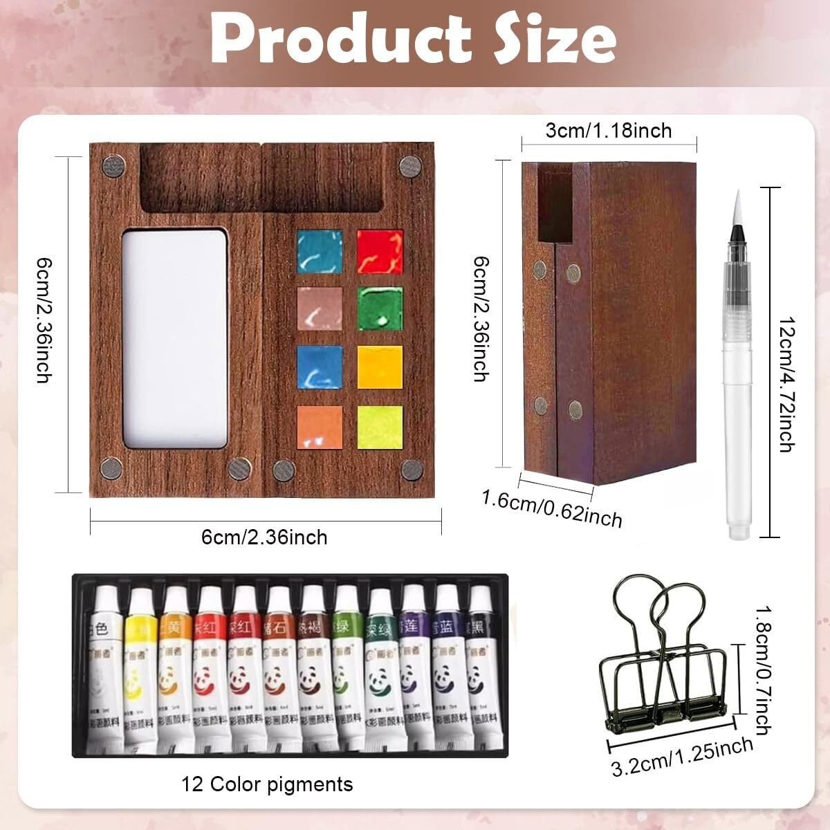 Hasthip Pocket Watercolor & Acrylic Paint Set, 12-Color 5Ml Tubes, Mini 8-Grid Palette, Brush Pen, Portable Travel Sketching Kit With Drawing Book