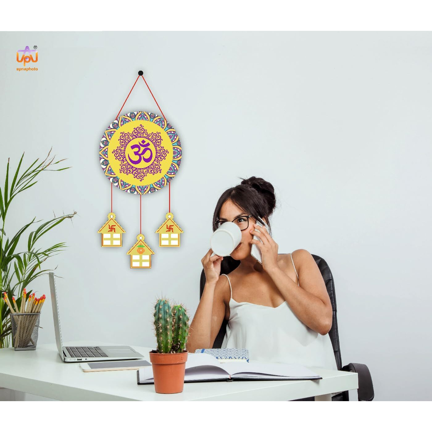 Apna Photo &quotOm Mantra Mdf Wall Hanging - Elegant Wooden Home Decor With Spiritual Symbol - Inspirational Quote Wall Art For Meditation Rooms, Living Spaces, And Yoga Studios"| | Om Mantra