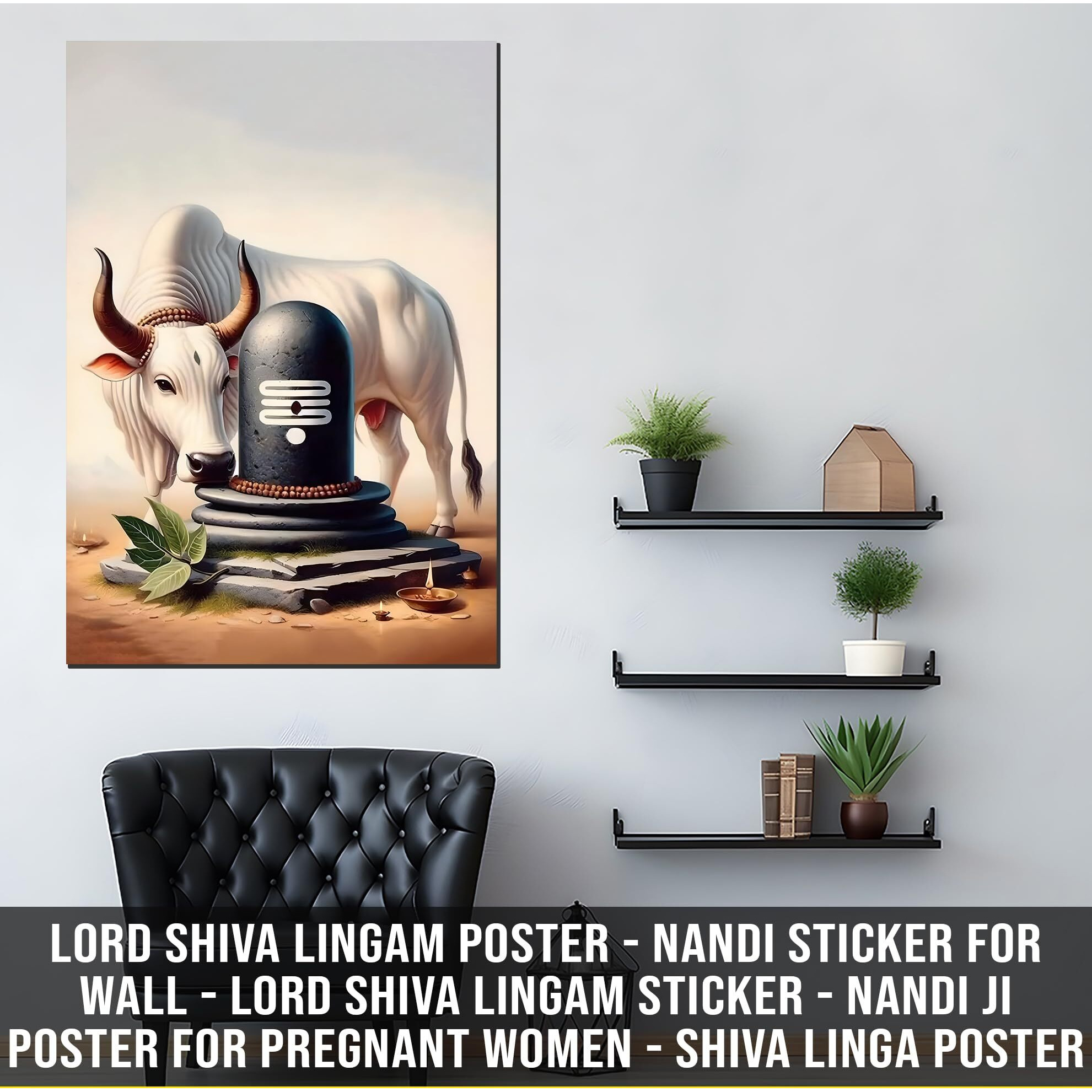 Lord Shiva Lingam Poster | Nandi Sticker For Wall | Lord Shiva Lingam Sticker | Nandi Ji Poster For Pregnant Women | Shiva Linga Poster Huge For Pooja Room Decoration