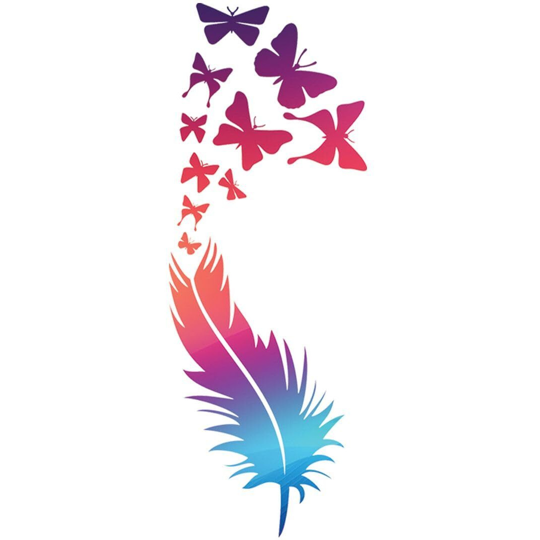 Cvanu Sky-Blue Feather Vinyl Self-Adhesive Wall Sticker Decal For Wall Decoration (24Inx10In)_F172