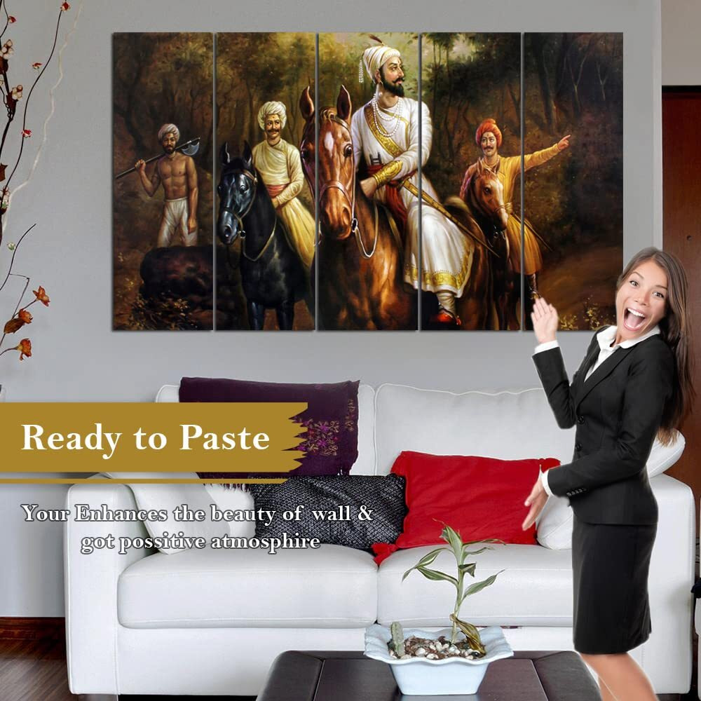Spacter Craft Beautiful Chattrapati Shivaji Maharaj Horse Ride Wall Painting (30X50 Inch)