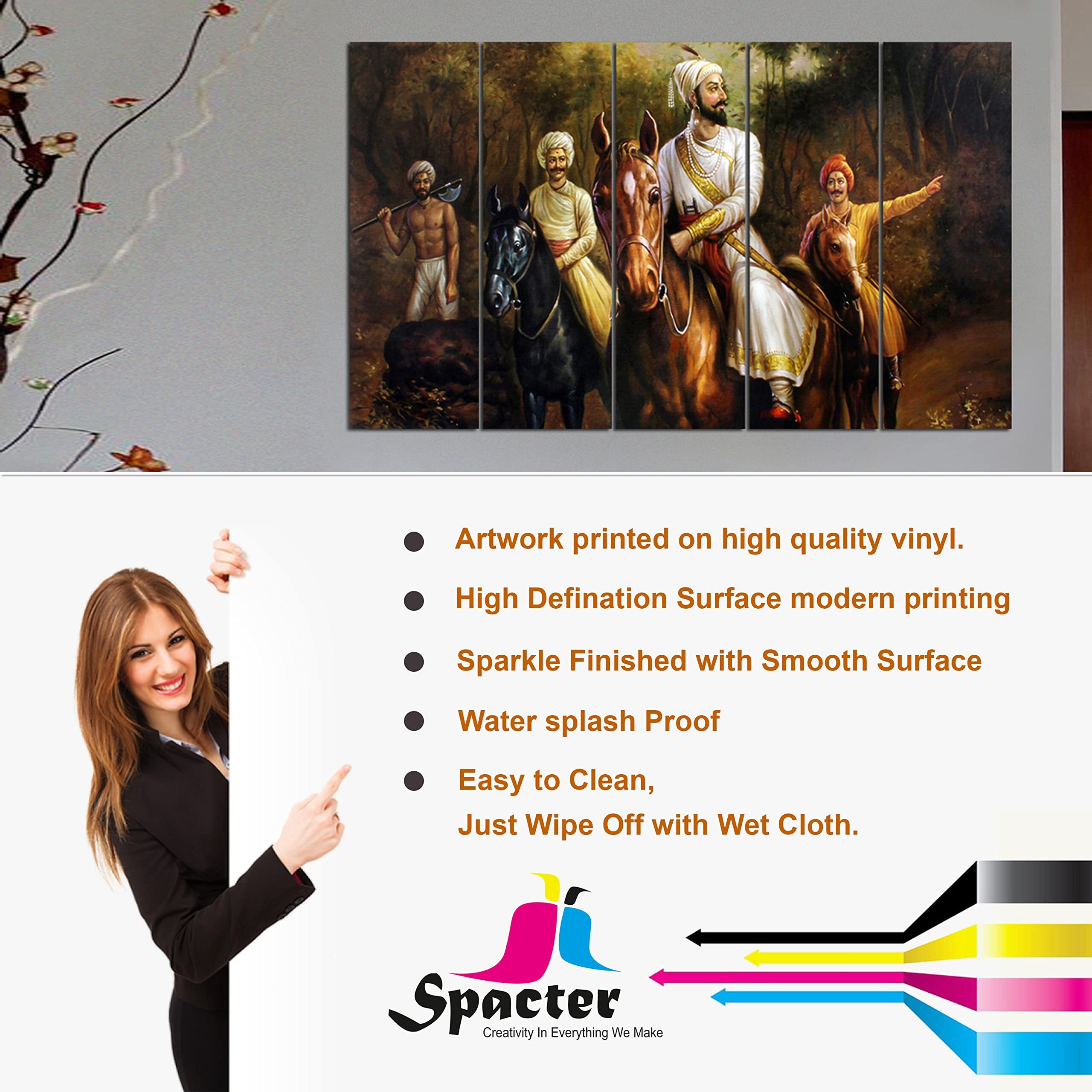 Spacter Craft Beautiful Chattrapati Shivaji Maharaj Horse Ride Wall Painting (30X50 Inch)