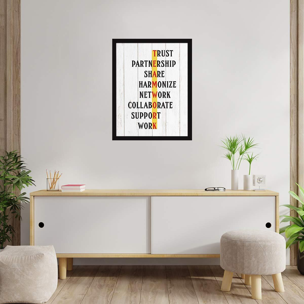 Chaka Chaundh - Office Quotes Frames - Motivational Quotes Wall Frames For Office - Team Work Business Quotes Wall Frame - Office Quotes Poster - (14 X 11 Inches) (White Wood Vintage - Color - 4)