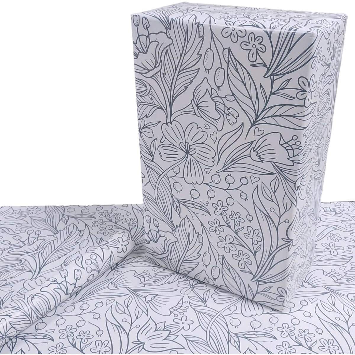 Evince Leaf Doodle Gift Wrapping Paper | Scrapbook Craft Papers | Beautiful Wraping Paper For Birthday Anniversary Christmas Diwali Gifts (Pack Of 25) (50 X 70 Cms)