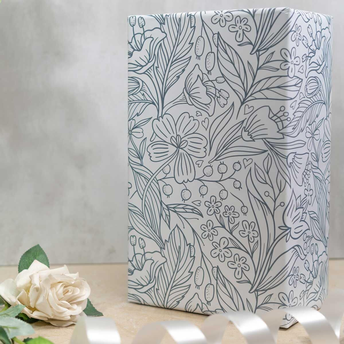 Evince Leaf Doodle Gift Wrapping Paper | Scrapbook Craft Papers | Beautiful Wraping Paper For Birthday Anniversary Christmas Diwali Gifts (Pack Of 25) (50 X 70 Cms)