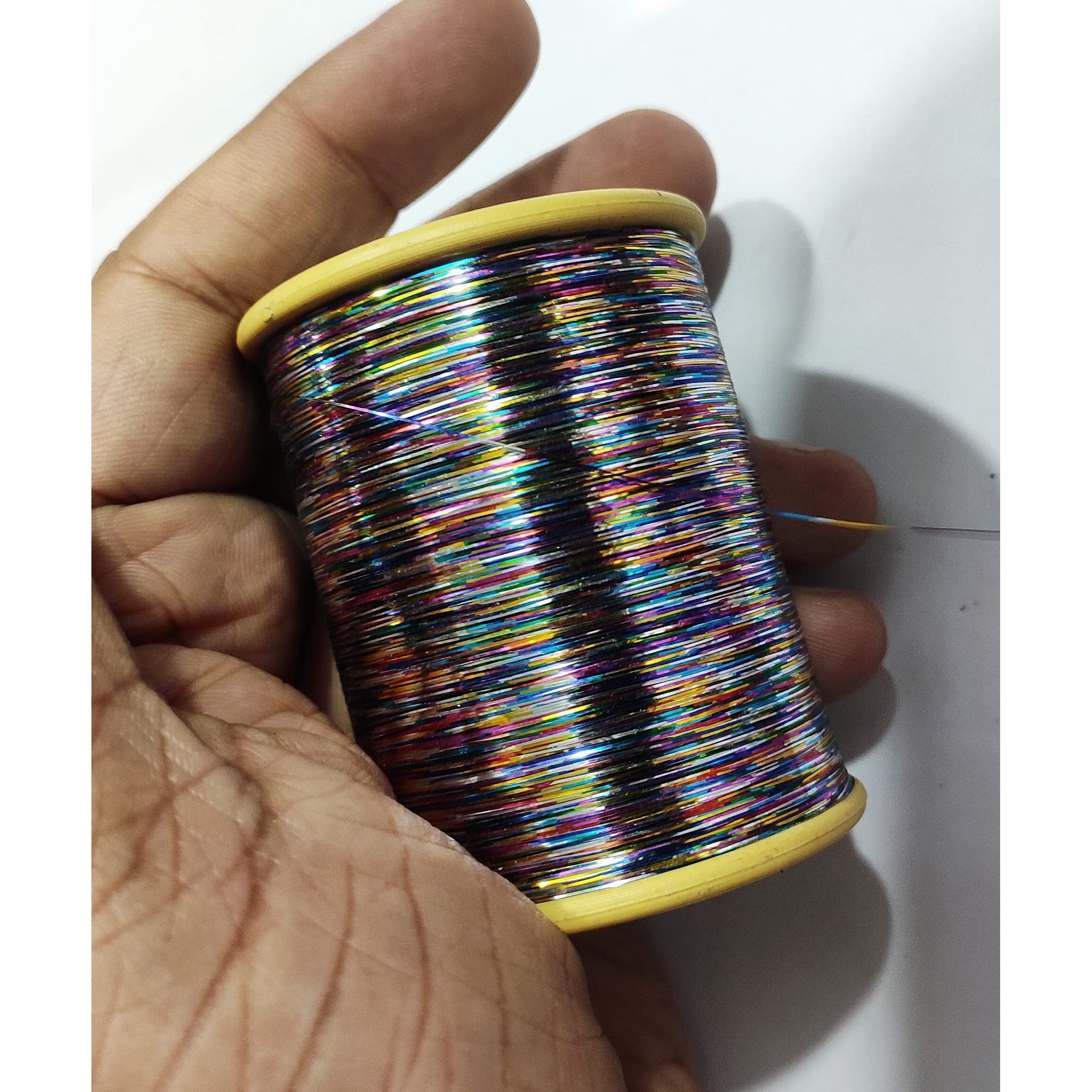 Omx 0.25 Mm, 10000 Mtrs Each Roll, Metallic Strip Mukaish Metal Thread For Embroidery Work, Beading, Jewellery Making. (Multi Rainbow)