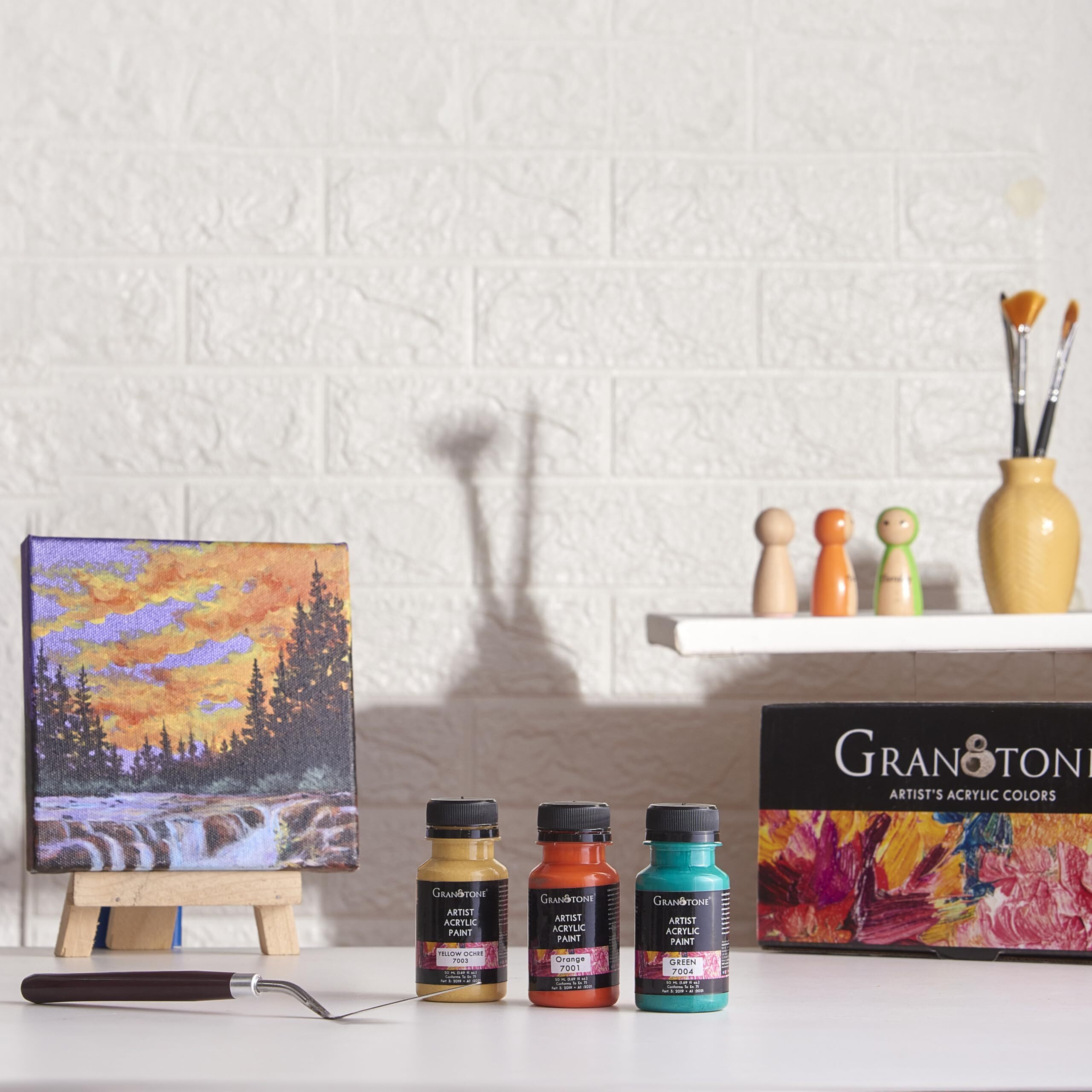 Granotone Artist's Acrylic Paint Set (16 Colors) Water Based Pastels Non-Toxic Fast Drying Acrylic Craft Paints, Ideal For Pro Artists Beginners Hobby Painters & Kids 50 Ml Each, Multicolor