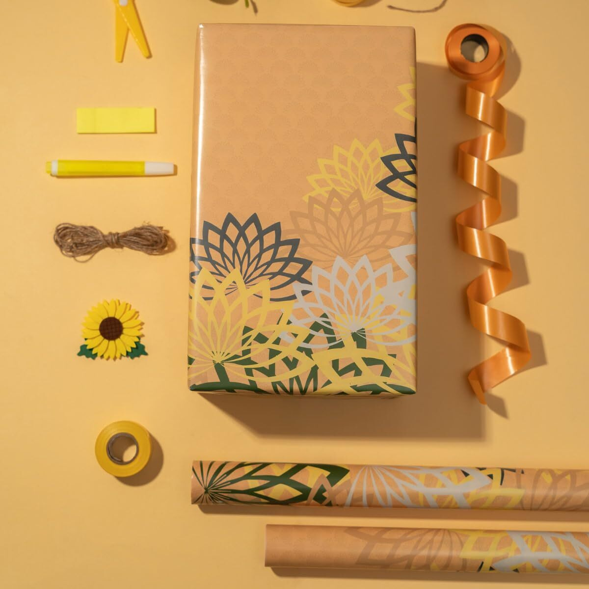 Evince Birthday Gift Wrapping Paper With Pretty Lotus Pattern | Set Of 25 Sheets, 70 X 50 Cms Large Wrap | For Diwali Xmas Wedding Anniversary Rakhi And All Occasion |