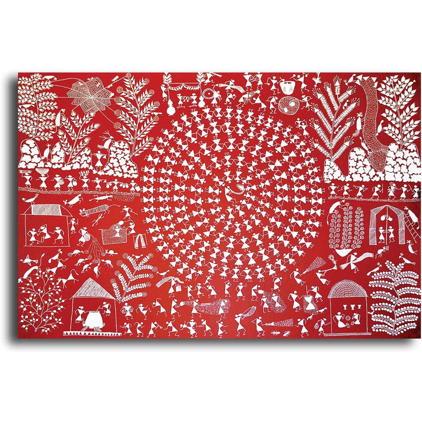 Pixelartz Canvas Painting - Warli Tribal Art | Classic Indian Traditional Art Unframed Painting For Home Dcor (23X15Inches, Medium)
