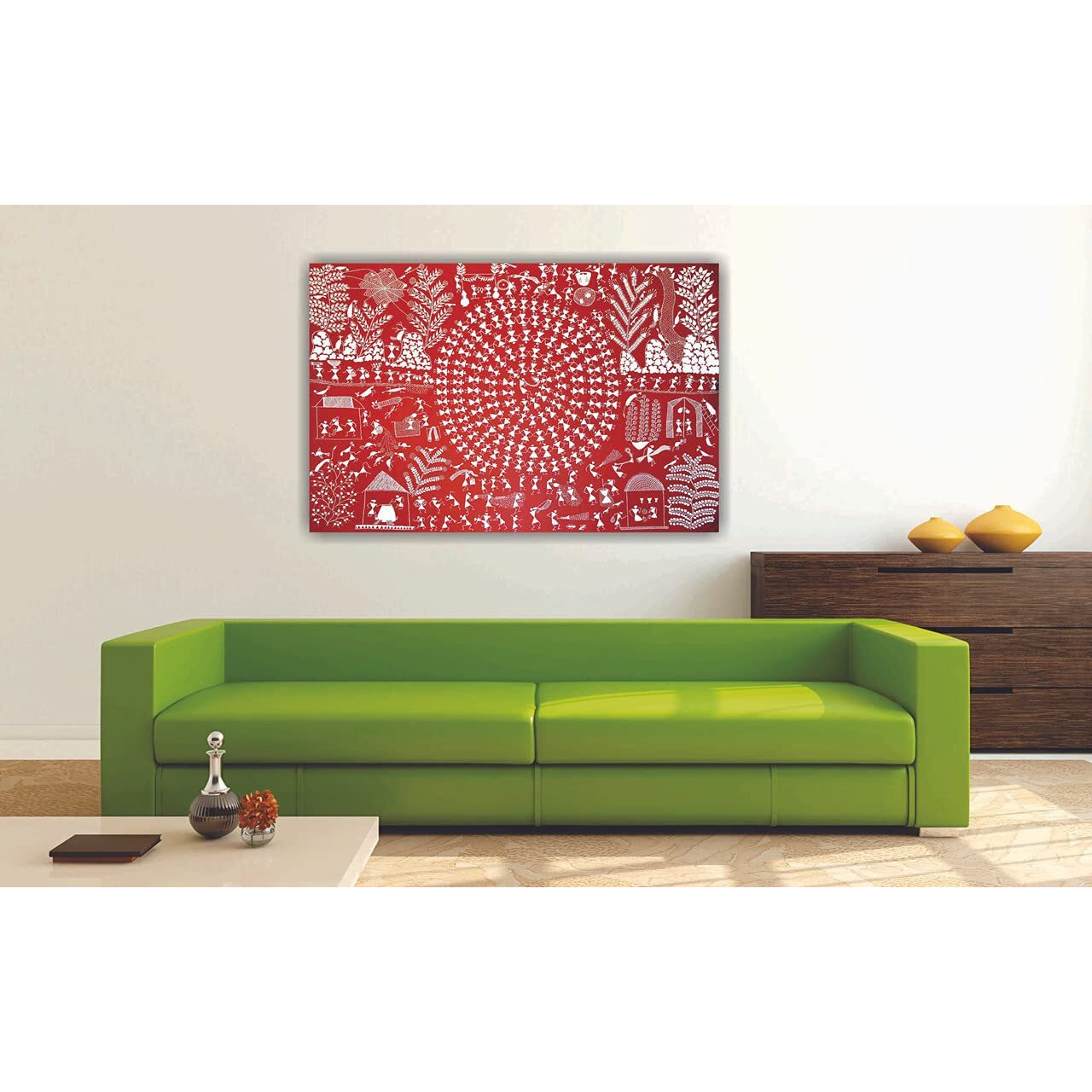 Pixelartz Canvas Painting - Warli Tribal Art | Classic Indian Traditional Art Unframed Painting For Home Dcor (23X15Inches, Medium)