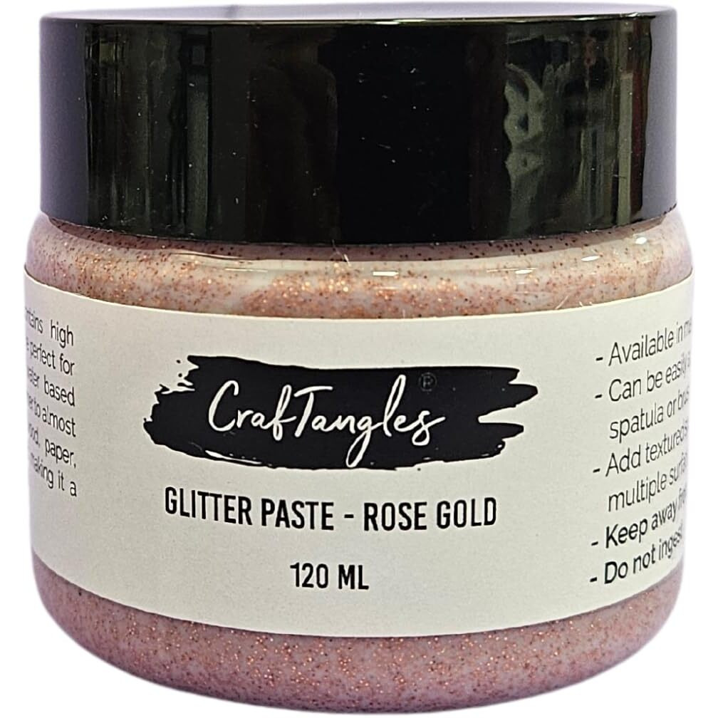 Craftangles Glitter Paste - Rose Gold (120 Ml), For Art And Craft, Hi Sheen, Non-Toxic, Made In India, Artist Grade, Adds Texture To Art Ctgprg120