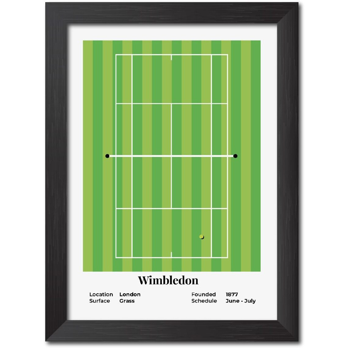 Tenorarts Wimbledon Poster Center Court Print Laminated Photo Framed Painting With Matt Finish Black Textures (9 Inches X 12 Inches)