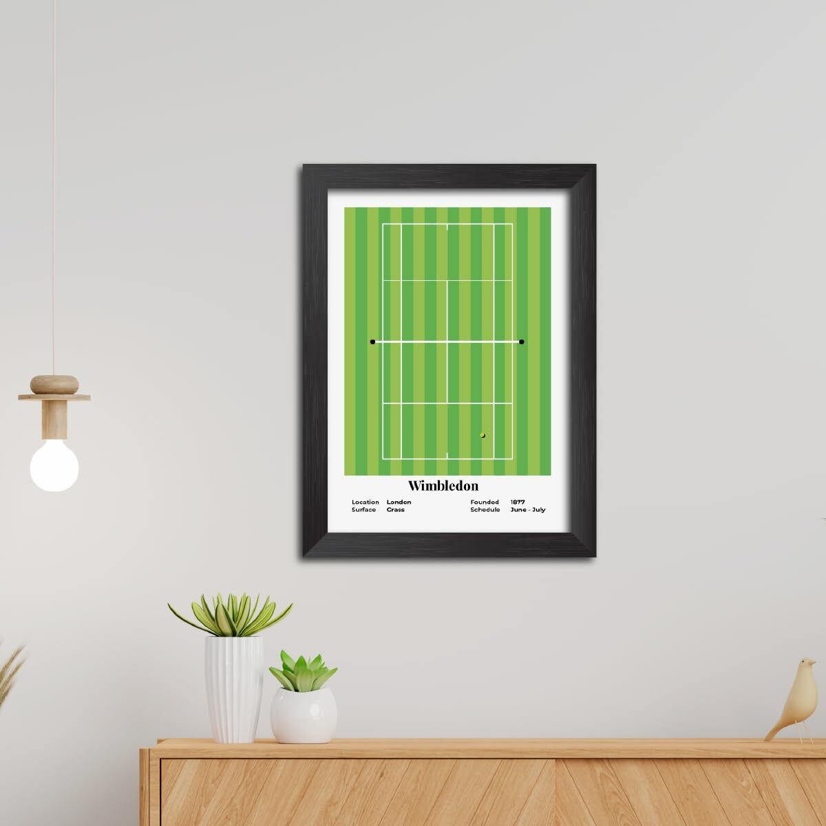 Tenorarts Wimbledon Poster Center Court Print Laminated Photo Framed Painting With Matt Finish Black Textures (9 Inches X 12 Inches)
