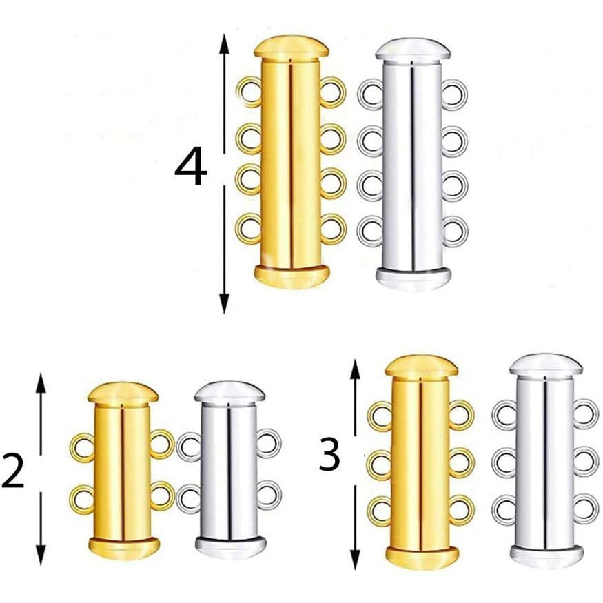 Diy Crafts Pack Of 4 Pcs, Gold 3/4 Hole, As Image Big Pieces Unsorted Sizes Slide Magnetic Clasp Connectors Tube Multi Strands Clasps Necklace Bracelet Chain Exten(Pack Of 4 Pcs, Gold 3/4 Hole)