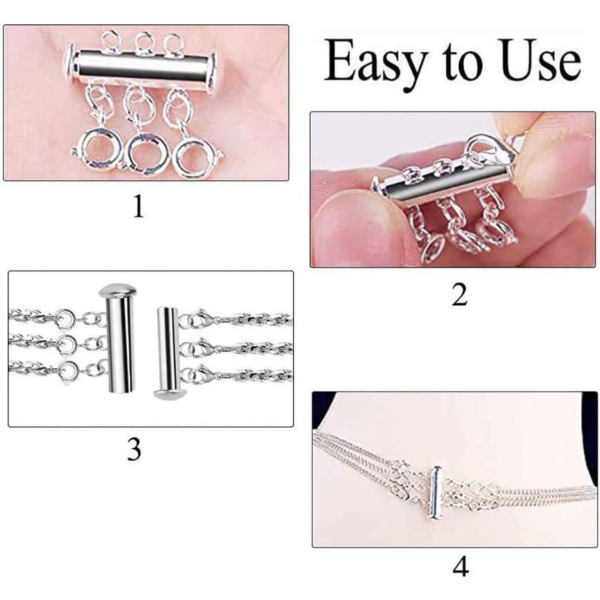 Diy Crafts Pack Of 4 Pcs, Gold 3/4 Hole, As Image Big Pieces Unsorted Sizes Slide Magnetic Clasp Connectors Tube Multi Strands Clasps Necklace Bracelet Chain Exten(Pack Of 4 Pcs, Gold 3/4 Hole)