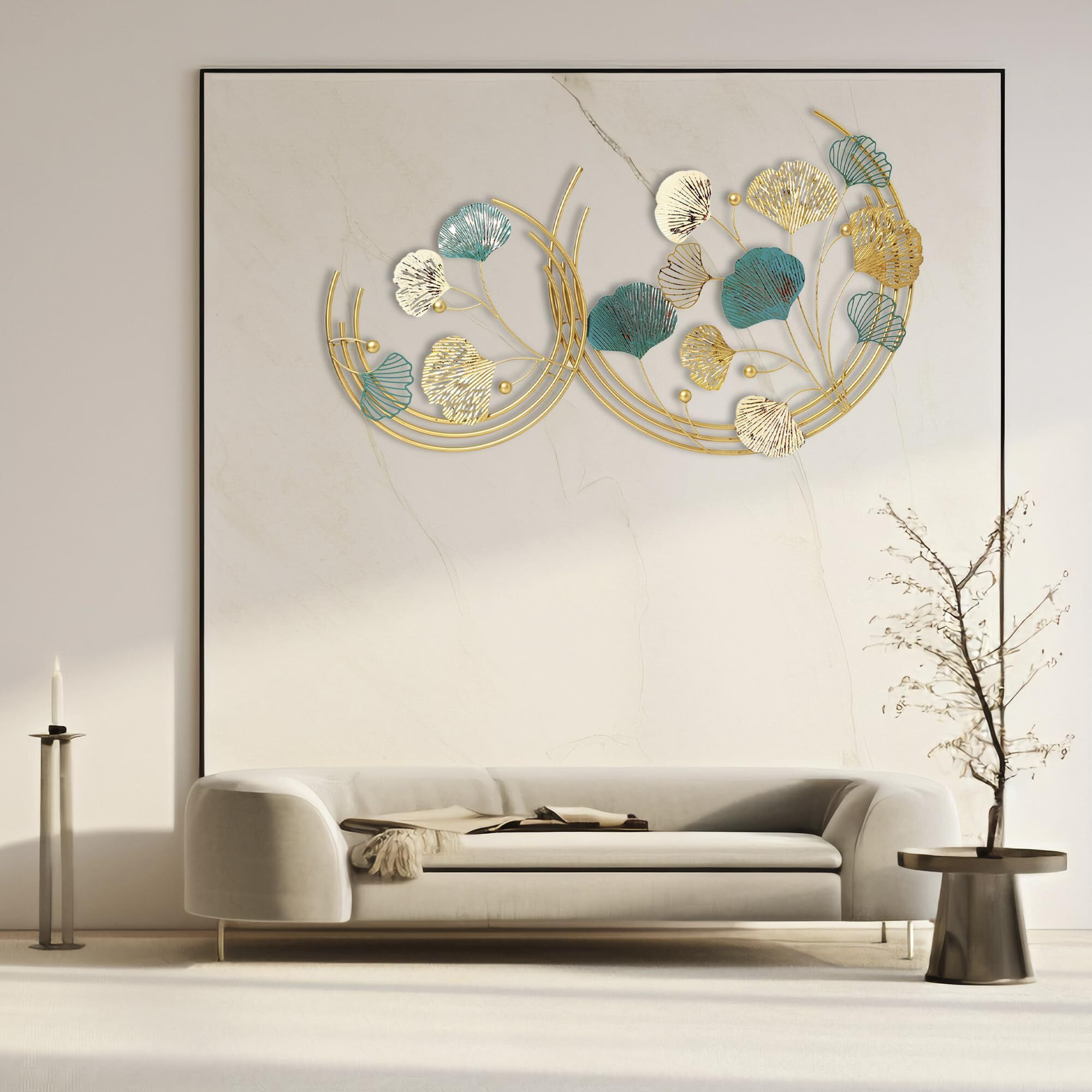 Decorative India Metal Leaf Round Pattern Abstract Wal Art For Living Room Decorative Wall Sculpture For Home Dcor