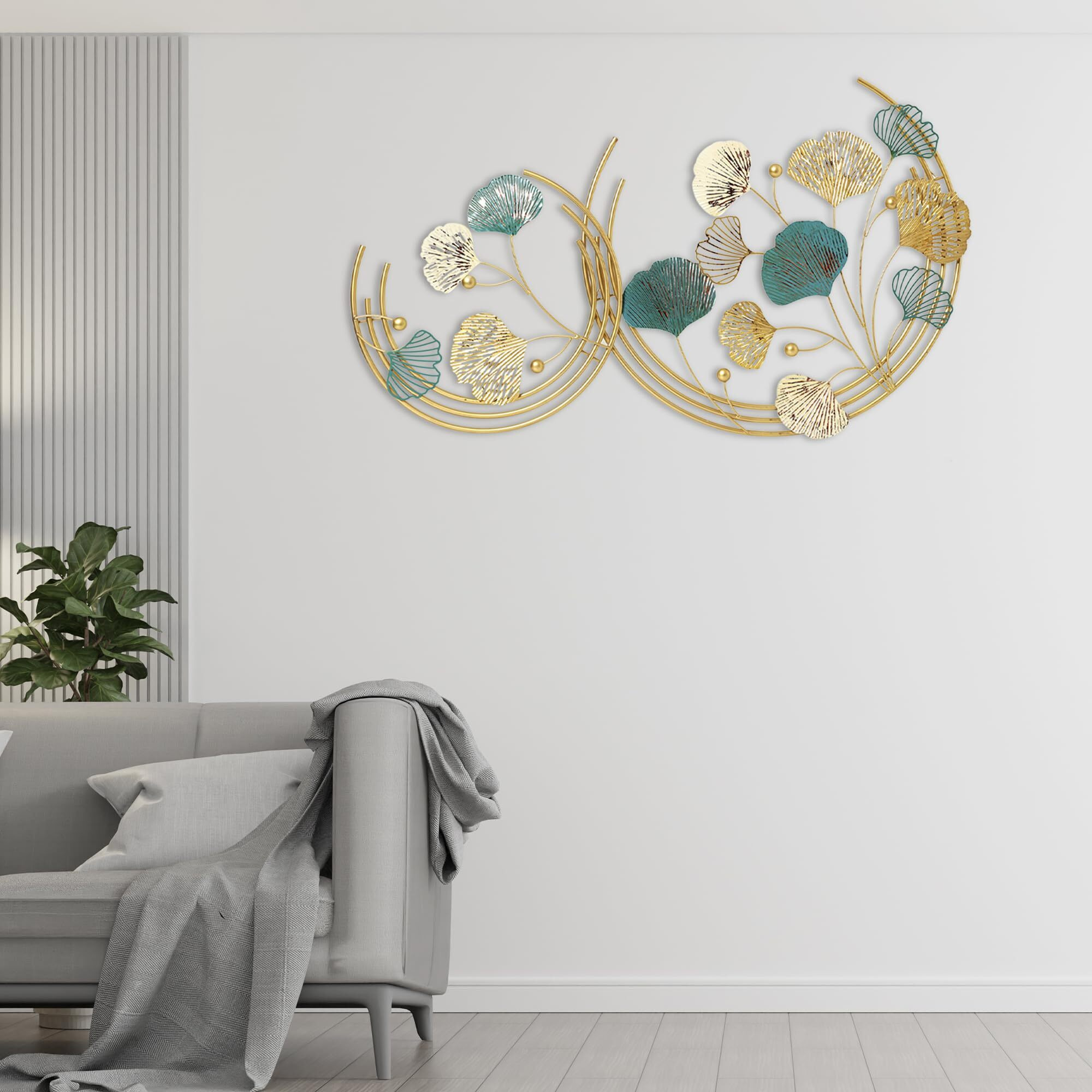 Decorative India Metal Leaf Round Pattern Abstract Wal Art For Living Room Decorative Wall Sculpture For Home Dcor