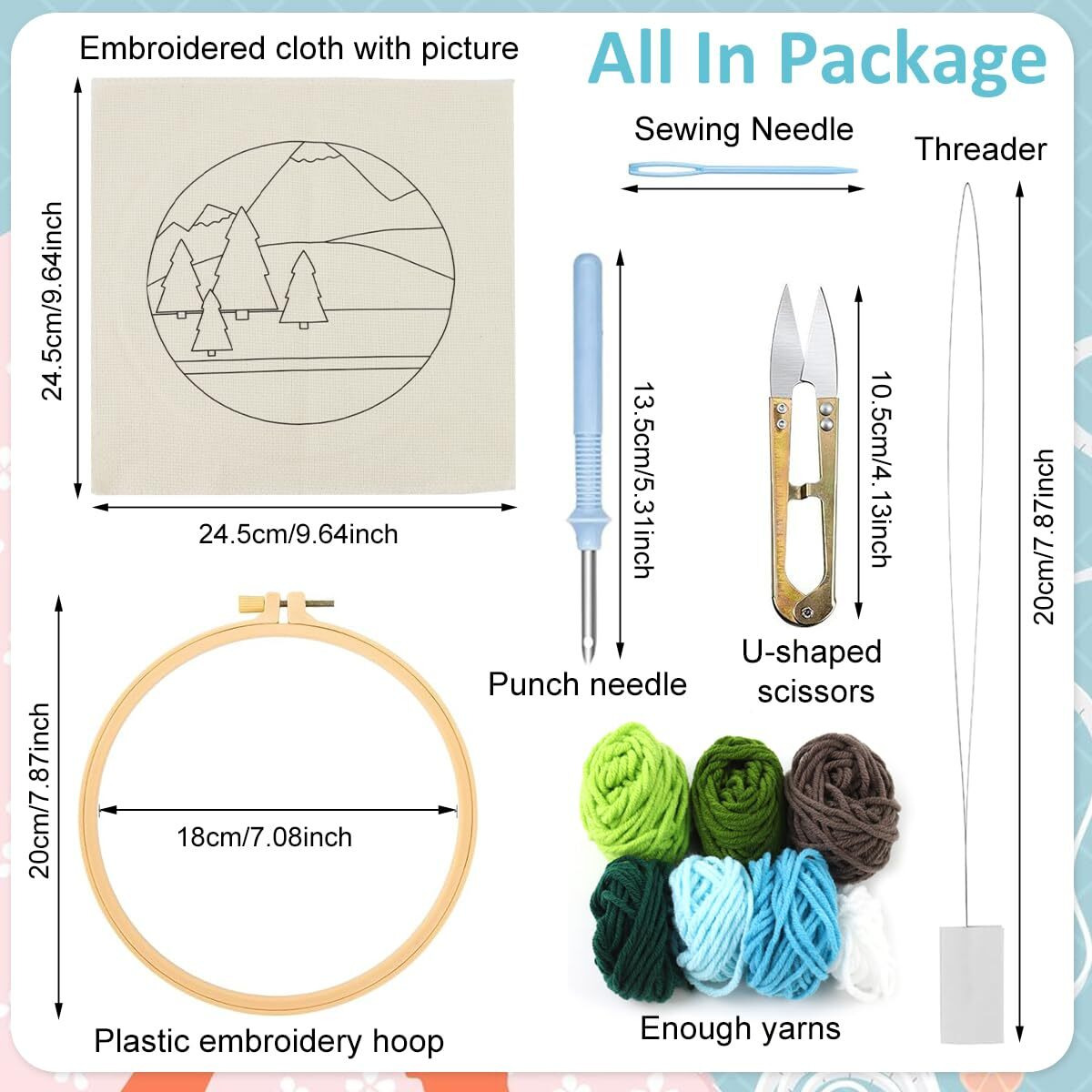 Patpat 20X20Cm Diy Tufting Art Craft Kit Cute Kuro-Mi Punch Needle Kit Embroidery Kit For Beginners Diy Hoop Embroidery Kit With Embroidery Punch Needles, Hoop, Diy Art Kit Gift For Kids Adults