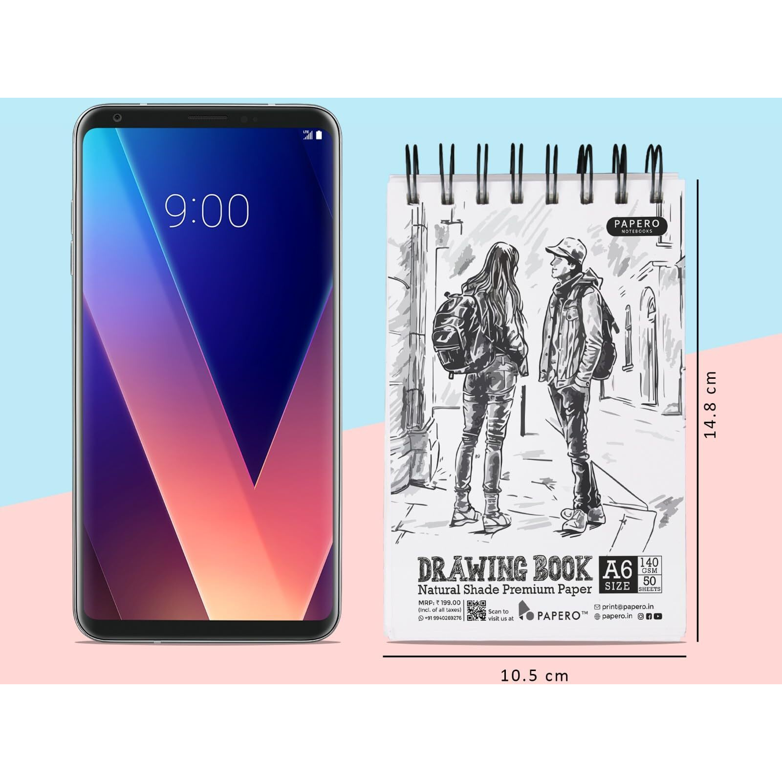 Papero A6 Sketch/Drawing Book  140 Gsm, 100 Pages/50 Sheets, Metal Wire-O Bound  Perfect For Professional Artists, Architects, Kids, And Adults (10.5 X 14.8 Cm) (Pack Of 2) (Collection 2)