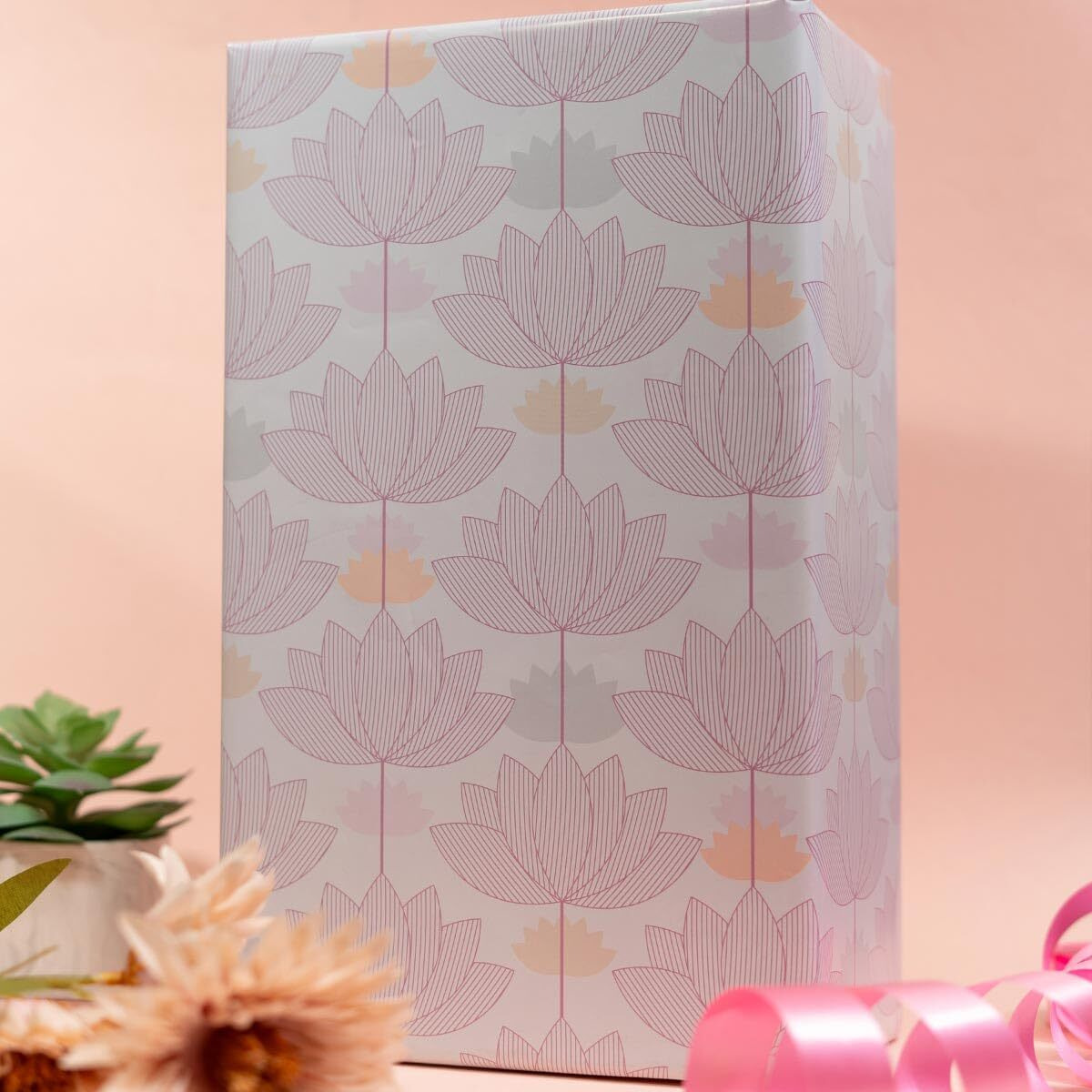 Evince Lotus Gift Wrapping Paper |Spread Joy With Lotus, For Him Her Adult Office Gifting Social Gifts Diwali Xmas And More (Pack Of 25)(70 X 50 Cms Big Sheet)