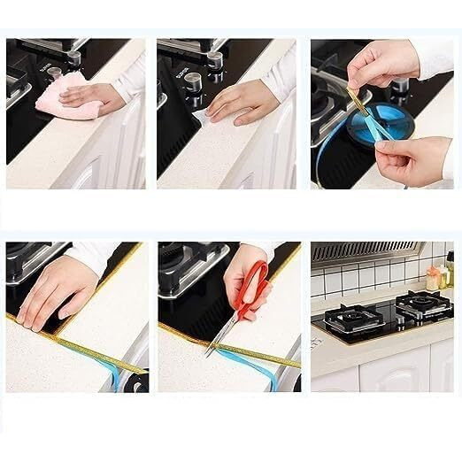 Orrda Self Adhesive Moldproof Tape Glitter Caulk Strip Window Gas Stove Corner Seal | Home Corner Decoration Tape For Trim/Edges/Wall Decor (Pack Of 1_6 Meter)