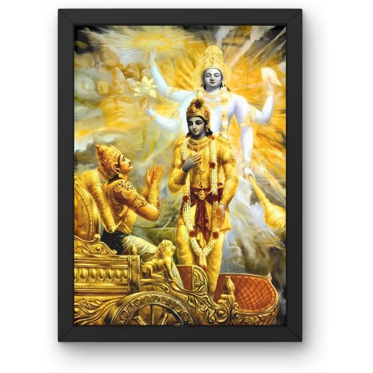 Divaframes Krishna Arjun Painting | Wall Art For Home & Office | Mahabharat Wall Dcor For Living Room, Bedroom & Pooja Room | Hindu Spiritual Photo Frame & Decoration