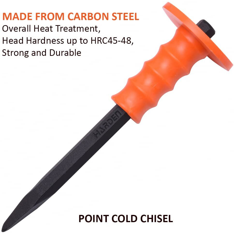 Harden 250Mm Point Head Concrete Mason Cold Chisel, One-Piece Forged And Heat Treated - 610812
