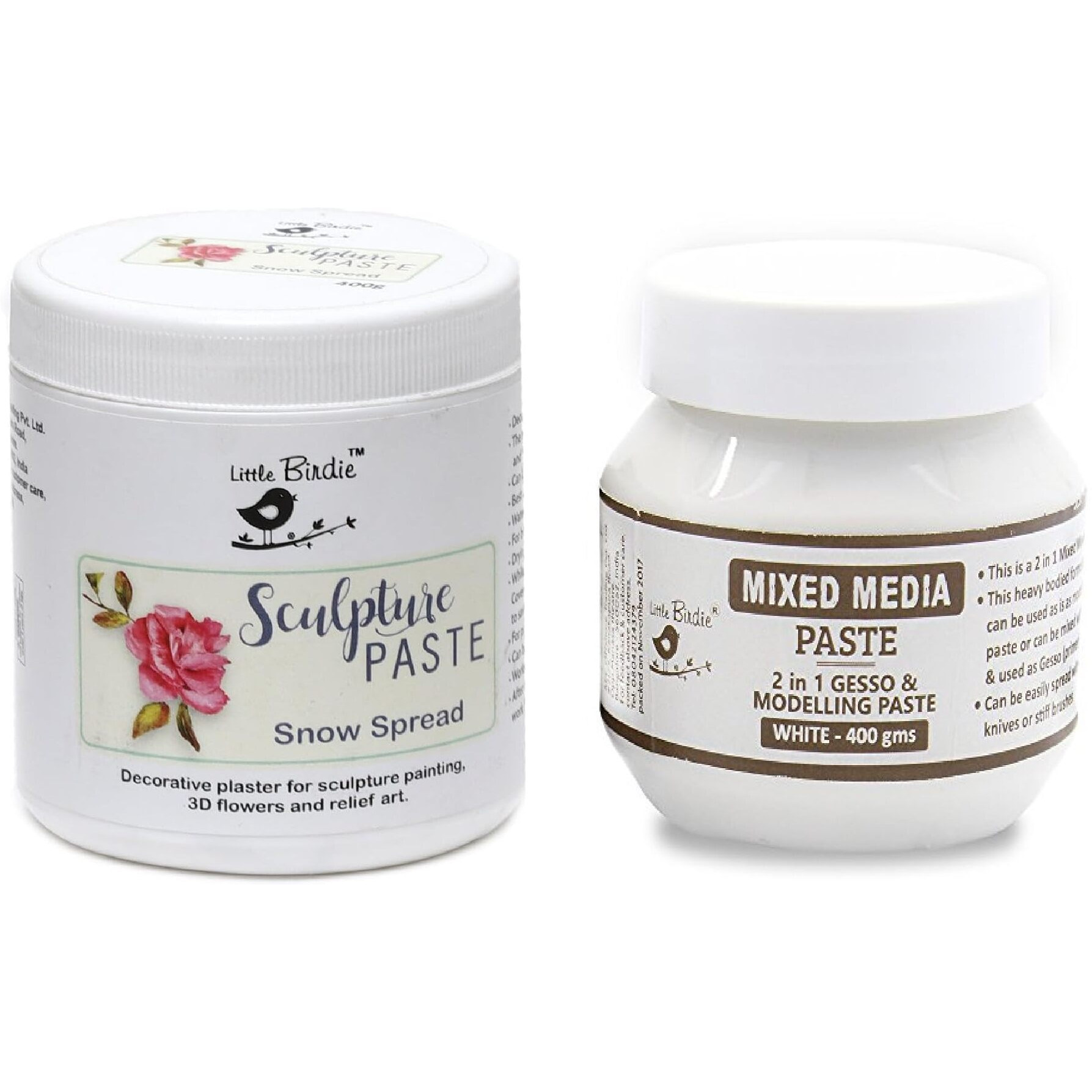 Little Birdie Sculpture Paste 400Gm- Snow Spread And Mixed Media Paste 2 In 1 -White 400Gm