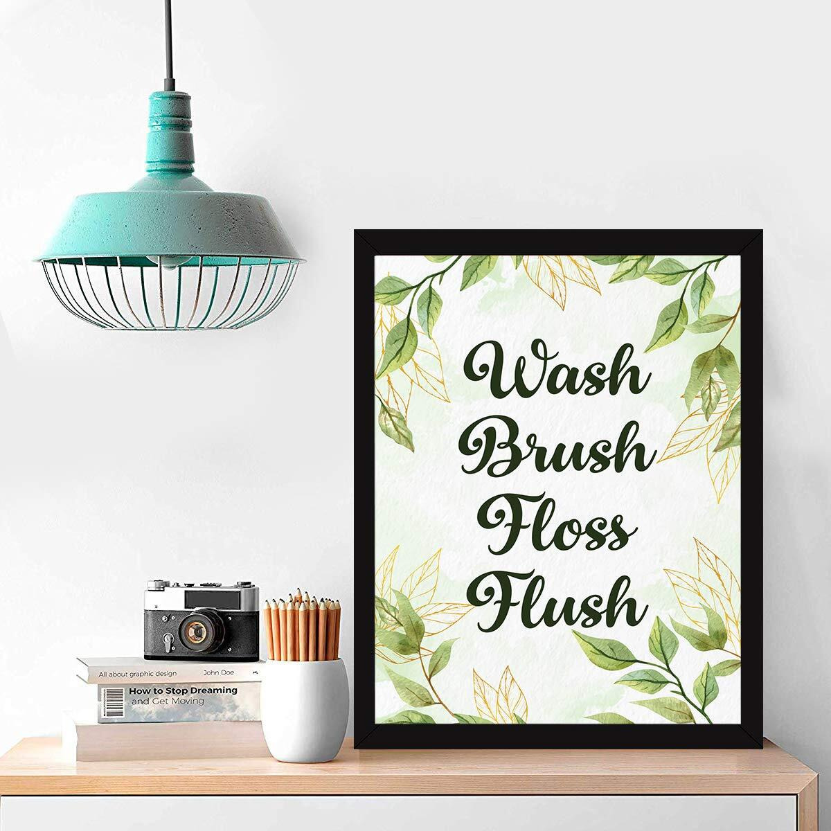 Chaka Chaundh - Bathroom Poster - Bathroom Posters With Frame - Bathroom Quotes Framed Posters - Bathroom Etiquette Poster  Bathroom Rules Poster - (14 X 11 Inches) (Nature-Green)