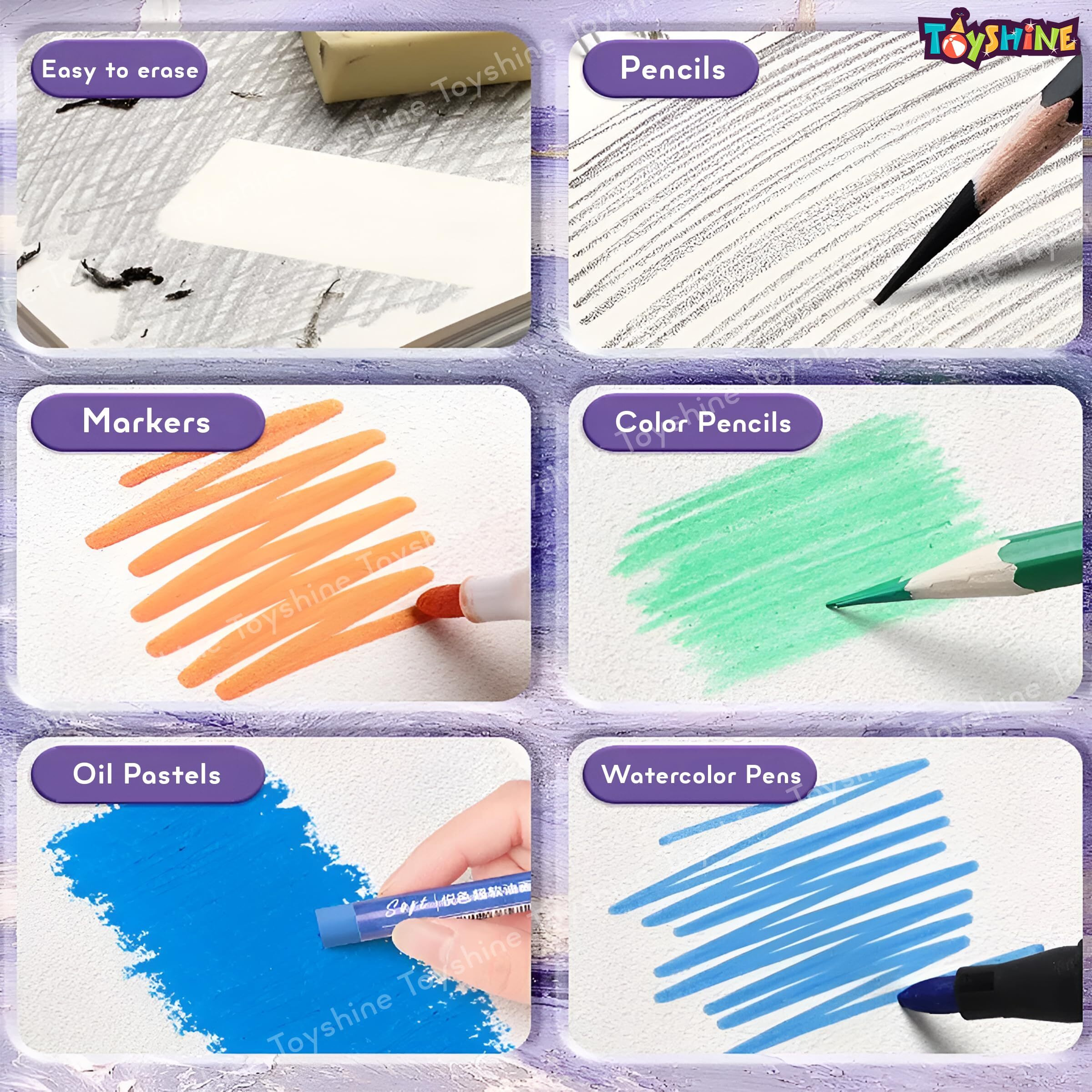 Toyshine A3 Size Thickened Sketchbook With Hand Painted Hard Cover For Painting Drawing Art & Craft Work (60 Sheets) Blue