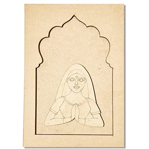 Adikala Jharokha With Padharo Sa Mdf Engraved Design & Square Shaped Base Cutout For Diy Craf- (Set Of 6)