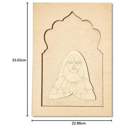 Adikala Jharokha With Padharo Sa Mdf Engraved Design & Square Shaped Base Cutout For Diy Craf- (Set Of 6)
