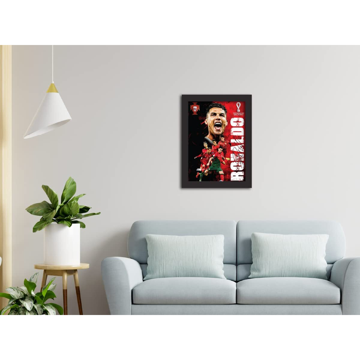 Tenorarts Cristiano Ronaldo Poster Portugal Legend Laminated Poster Framed Painting With Matt Finish Black Frame (12 Inches X 9Inches)