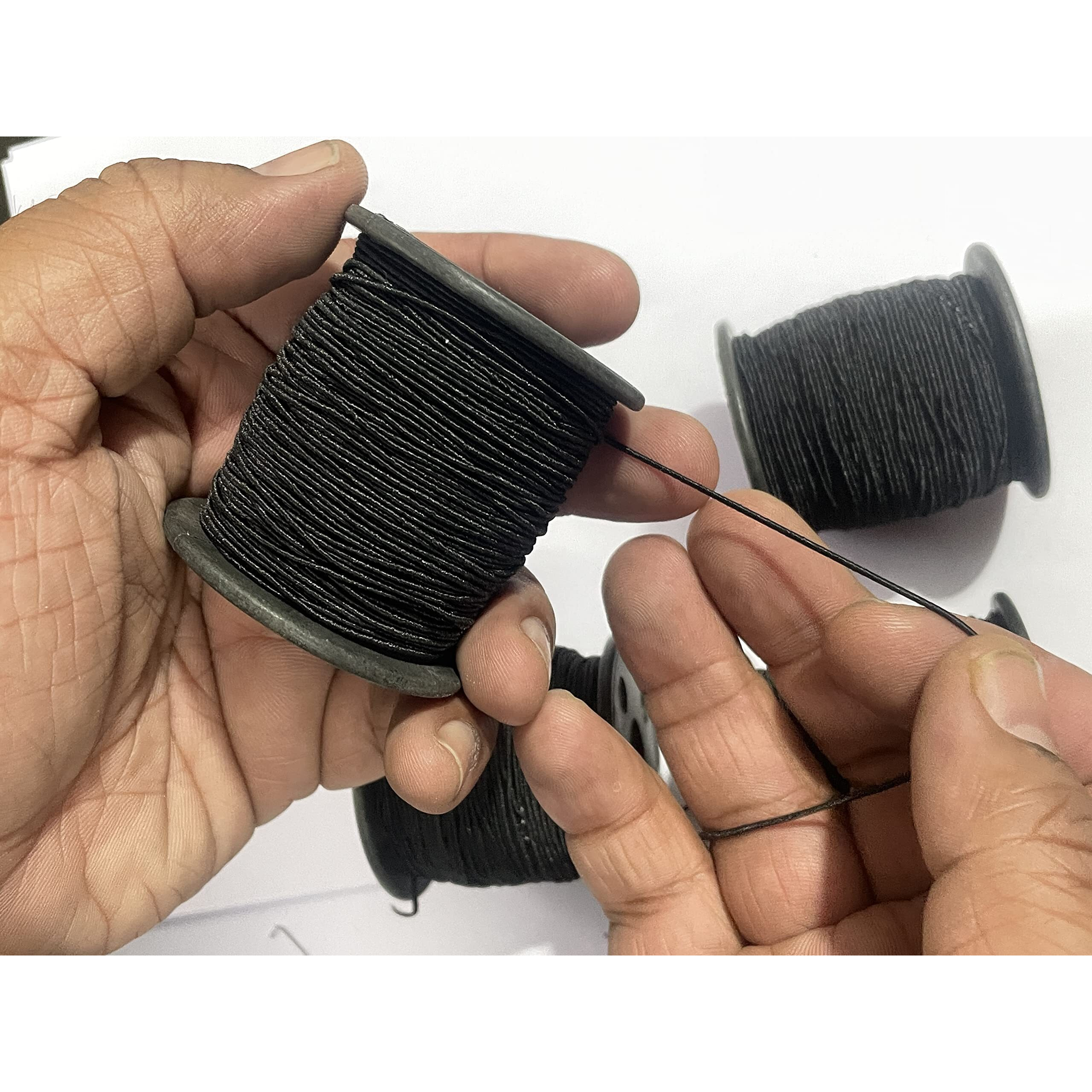 Omx 1Mm Thick Round Elastic Stretchy Rope For Ear Loop Strap For Crafts Diy Sewing Mask, Jewelry Making (Total 320 Mtr, Total 4 Rolls, 80 Mt In 1 Roll, 2 Roll Black & 2 Roll White)
