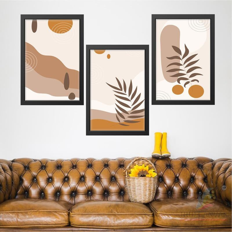 Truecanvas Abstract Hd Print Painting Set Of 3 With Frame For Home, Living Room Gallery & Office, Black Frame, Size - 13.50 X 19.50 Inch, Sf424