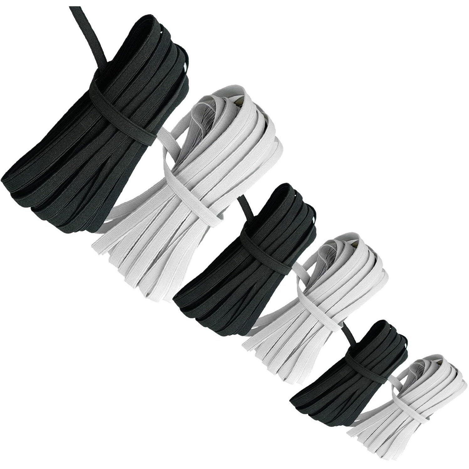Aakriti Woven Elastic 6Mm, 10Mm & 12Mm Used For Sewing, Stitching, Tailoring, Elastic Pants And Other Diy Items Elastic Each Size & Color 10 Meter (Pack Of 60 Meter)