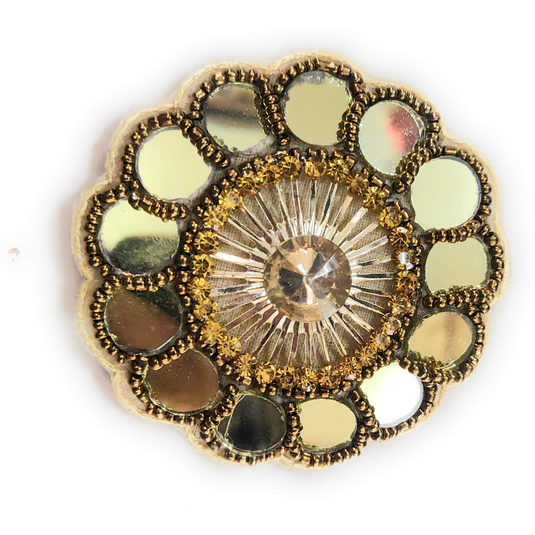 Fressia Fabrics 5 Pcs Sew On Glue On Fabric Patches Embroidery Applique Decoration For Clothes Dress Material Saree Suit Kurti Gown, Art & Craft, Diy Decor - Gold